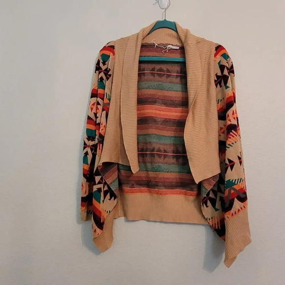 Blu Pepper Womens Cardigan Sweater S Multicolor Geometric Aztec Long Sleeves - Picture 1 of 7
